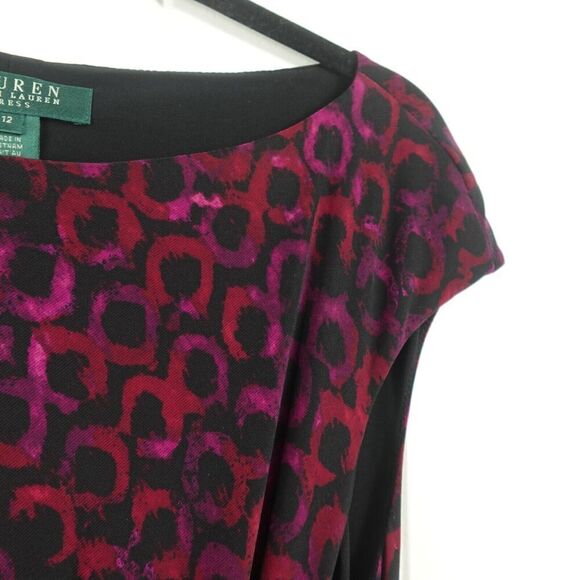 Ralph Lauren Womens Ruched Geometric Dress Size 12 - Picture 4 of 10